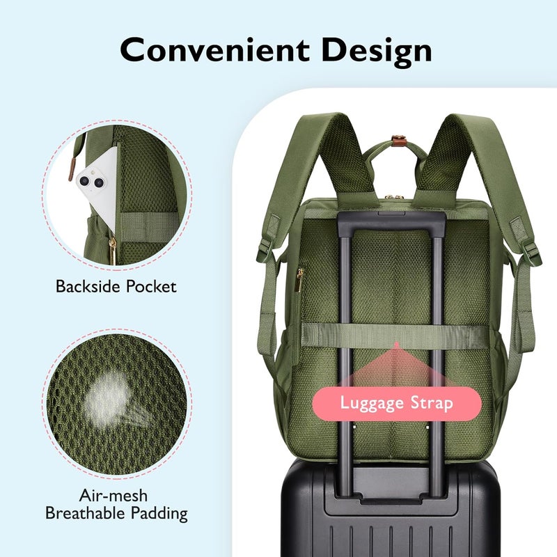 MOMMORE Breast Pump Backpack for Spectra S1,S2 Medela Large Diaper Backpack for Working Moms with 15.6 inch Laptop Sleeve, Green - Image 5